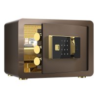 臻远ZY-NW-BXGS-14全钢实心保险柜办公防盗保险箱 高30cm咖色指纹款