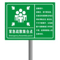 竹特 疏散指示牌 紧急疏散集合点 紧急集合逃生指示牌 消防应急牌 铝板贴膜 40*60含2.5米高立柱