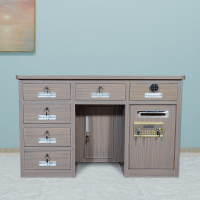 臻远BXZ-07钢制保险桌可投币收银财务桌1.2m黑枫木六斗电子锁