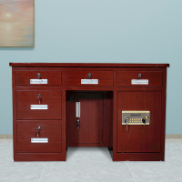 臻远BXZ-10钢制保险桌可投币收银财务桌1.2m木纹五斗电子锁