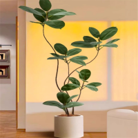 雅致仿真绿植客厅大盆栽室内摆件 绿色异形橡树180cm+米色PP盆