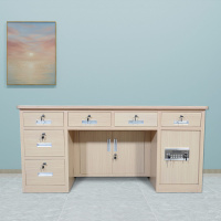 臻远BXZ-25钢制保险桌可投币收银财务桌1.6m白木纹六斗电子锁