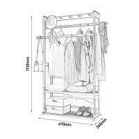 臻远ZY-YMJ-07落地衣帽架家用卧式挂衣架原木色670宽