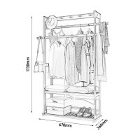 臻远ZY-YMJ-10落地衣帽架家用卧式挂衣架胡桃色670宽