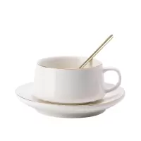 小窝厘 咖啡杯套装 亮白+瓷碟+勺子