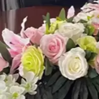 会议桌花100CM 粉绿色