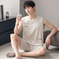 金莎拉 睡衣男夏季薄款背心莫代尔男士青少年学生凉感型家居服套装可外穿