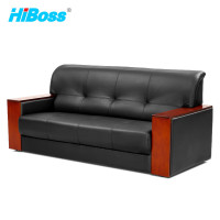HiBoss 中式办公沙发皮艺沙发油漆三人沙发JHSF02 1张