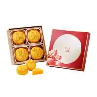 The Peninsula 半岛酒店香港进口迷你奶黄月饼140g4个装港式奶黄高级商务送礼月饼礼盒装