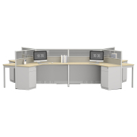 臻远ZYGW-122屏风工作卡位职员桌办公桌 异型六人位