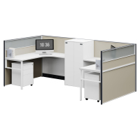 臻远ZYGW-132屏风工作卡位职员桌办公桌含活动柜 U型四人位