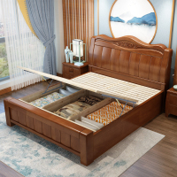 臻远ZY-SMC-77 现代简约实木床双人床 1.8米气压高箱