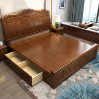 臻远ZY-SMC-81 现代简约实木床双人床 1.5米抽屉高箱