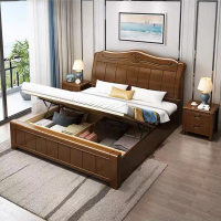 臻远ZY-SMC-86 现代简约实木床双人床 1.5米气压高箱