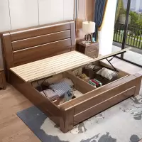 臻远ZY-SMC-116 现代简约实木床双人床 1.8米气压高箱