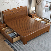 臻远ZY-SMC-123现代简约实木床双人床 1.8米抽屉高箱