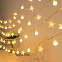 LED小彩灯闪灯串灯满天星星灯网红户外圆球灯泡装饰霓虹灯氛围灯-暖色小圆球;插电款：50米400灯-常亮+闪烁