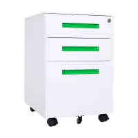 臻远 ZY-HDGB-07 钢制活动柜办公文件柜三抽储物矮柜 一字扣手款绿色扣手