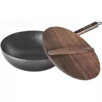 巴尔德臻享典藏 捶打老铁锅(原木盖)BC-022 直径32cm单位:个