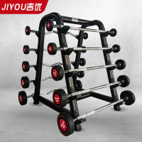 吉优固定杠铃套装1.2M直杆曲杆套装包胶杠铃组合固定式健身房专用