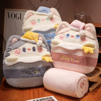 星月居 仿兔毛绒抱抱猫二合一抱枕毯抱枕柔软可爱情侣加厚抱枕被