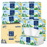 清风 抽纸 [种地吧2]花萃4层80抽*18包S码 卫生纸巾 餐巾纸 整箱装