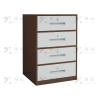 臻远 ZY-CTGB-15 钢制活动柜床头柜铁皮储物柜矮柜 四抽咖白