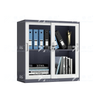 臻远 ZY-WJGC-65 移门文件柜档案柜套色矮柜落地书柜 925玻璃移门灰白