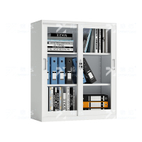 臻远 ZY-WJGC-71 移门文件柜档案柜玻璃矮柜落地书柜 1090玻璃移门白色