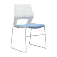 臻远 ZY-7487 简约培训椅办公会议椅电脑椅靠背椅 白架蓝垫