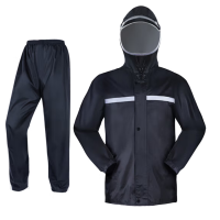 苏 森 分体式雨衣套装成人款雨裤防暴雨反光雨衣雨披 黑色 XXXL