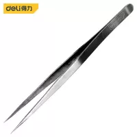 得力(deli) 不锈钢镊子套装 家用金属夹持镊子平头尖头弯头镊子 DL396201