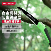 得力(deli)九齿刀片折叠锯子手工锯园林锯伐木锯SK5钢锯片绿色DL580603