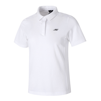 Skechers斯凯奇女子新款简约运动翻领POLO衫针织短袖T恤P223W063-0019 ZP