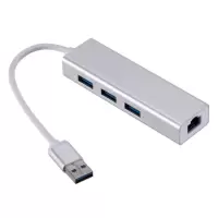 山泽(SAMZHE)USB3.0百兆铝合金免驱网卡HUB usb转RJ45集线器电脑3.0hub扩展坞千兆 铝合金
