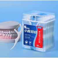 小鹿妈妈牙线棒单支便携独立包装超细牙线棒牙线盒家庭装餐厅牙签50支