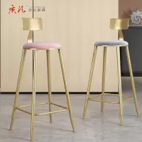 质凡吧台椅铁艺ins创意餐椅金色吧椅简约吧凳咖啡厅白色高脚椅子