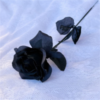 黑色仿真道具玫瑰花 哥特黑玫瑰花拍摄道具白黑色假干花束仿真拍 黑玫瑰一支