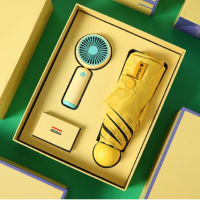 豹牌BP-T6 和风细雨套装 手持小风扇*1+五折八骨晴雨伞*1 礼盒套装 黄色(单位:套)