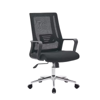 迅迈 黑色转椅 办公椅 会议椅 会客椅 培训椅 麻将椅 钢架椅网布舒适电脑椅500*530*1030mm