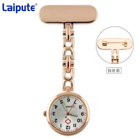 护士表胸表挂表可爱别针防水医用玫瑰金太阳纹面弧形牌 中号27毫米--别针款