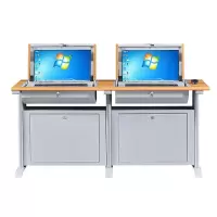 迅迈 700*1600*750mm双人位翻转电脑桌 培训桌 隐藏式翻转多媒体教室中控学生机房电脑桌钢制办公桌