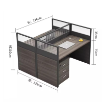 迅迈 双人位(带柜)1240*1240*1100mm职员办公桌 现代工位 员工桌屏风 卡位卡座