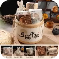 竹编圆桶月饼套盒