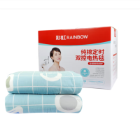 彩虹全线路安全保护双控双温电热毯(特大宽幅)纯棉2米*1.8米花色随机1588 单个价