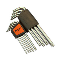 钢盾(SHEFFIELD)9件长L型中孔花形扳手套装 T10-T50 S050016