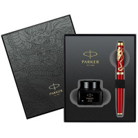 派克(PARKER) IM应龙红特别款金夹墨水笔+御龙系列商务礼盒