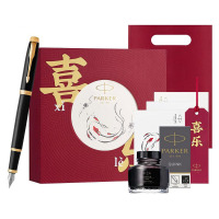 派克(PARKER) 新款IM纯黑丽雅金夹墨水笔+喜乐礼盒