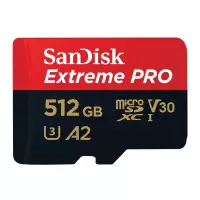 闪迪512GB TF(MicroSD)内存卡 A2 4K V30 U3 C10 至尊超极速移动存储卡