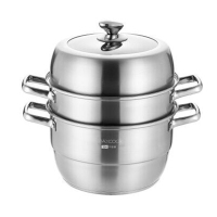 美厨蒸锅304不锈钢28CM三层蒸锅加厚复底汤锅MCZ220